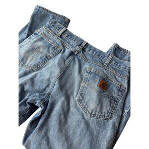 Carhartt Mens Blue Denim Jeans Size 34x30 Relaxed Fit Workwear Style